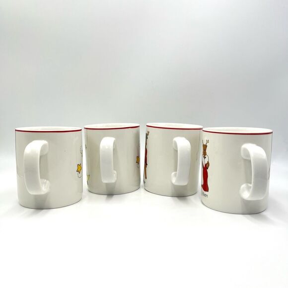 4‎ Christmas REINDEER MUGS Whimsical Holiday Cups LTD Commodities White Ceramic - Picture 3 of 7